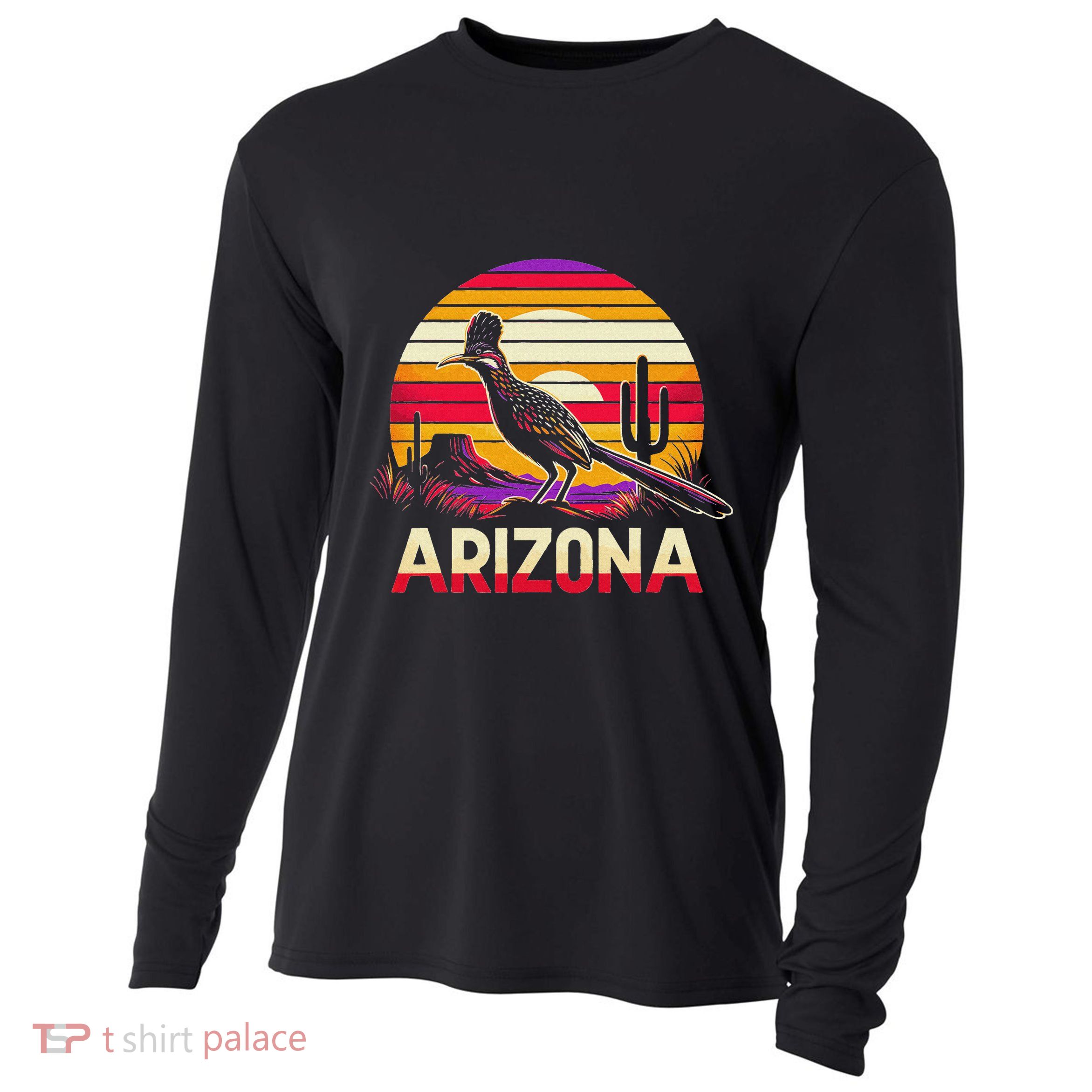 Arizona T State Of Arizona Cactus Arizona Roadrunner Cooling Performance Long Sleeve Crew