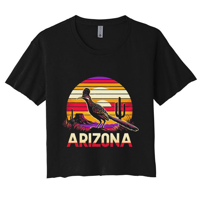 Arizona T State Of Arizona Cactus Arizona Roadrunner Crop Top