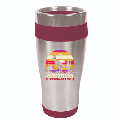 Arizona T State Of Arizona Cactus Arizona Roadrunner 16oz Travel Tumbler