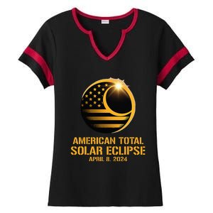 American Total Solar Eclipse April 8 2024 Totality Astronomy Ladies Halftime Notch Neck Tee