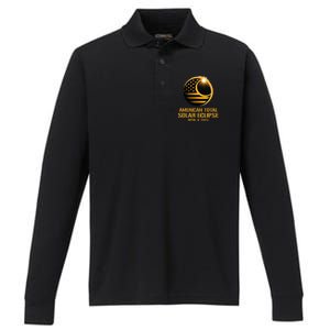 American Total Solar Eclipse April 8 2024 Totality Astronomy Performance Long Sleeve Polo