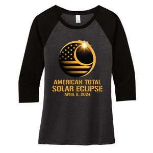 American Total Solar Eclipse April 8 2024 Totality Astronomy Women's Tri-Blend 3/4-Sleeve Raglan Shirt