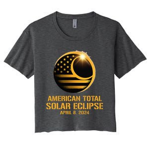 American Total Solar Eclipse April 8 2024 Totality Astronomy Women's Crop Top Tee