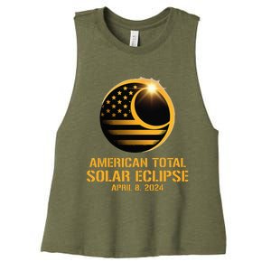 American Total Solar Eclipse April 8 2024 Totality Astronomy Women's Racerback Cropped Tank