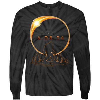 Arkansas Total Solar Eclipse 2024 Bigfoot Solar Eclipse Tie-Dye Long Sleeve Shirt