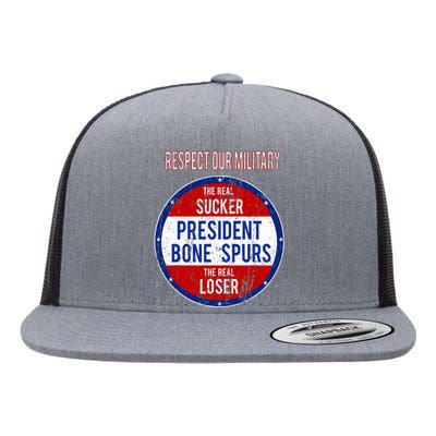 Anti Trump Sucker Loser We Respect Our Military Flat Bill Trucker Hat