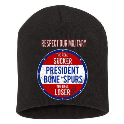 Anti Trump Sucker Loser We Respect Our Military Short Acrylic Beanie