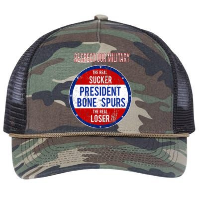 Anti Trump Sucker Loser We Respect Our Military Retro Rope Trucker Hat Cap