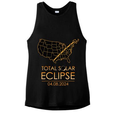 America Total Solar Eclipse April 8 2024 Usa Map Totality Ladies PosiCharge Tri-Blend Wicking Tank