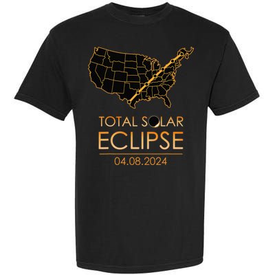 America Total Solar Eclipse April 8 2024 Usa Map Totality Garment-Dyed Heavyweight T-Shirt