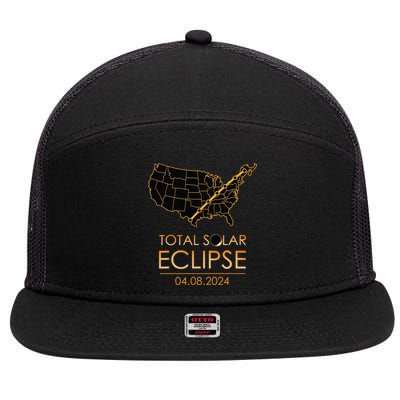 America Total Solar Eclipse April 8 2024 Usa Map Totality 7 Panel Mesh Trucker Snapback Hat