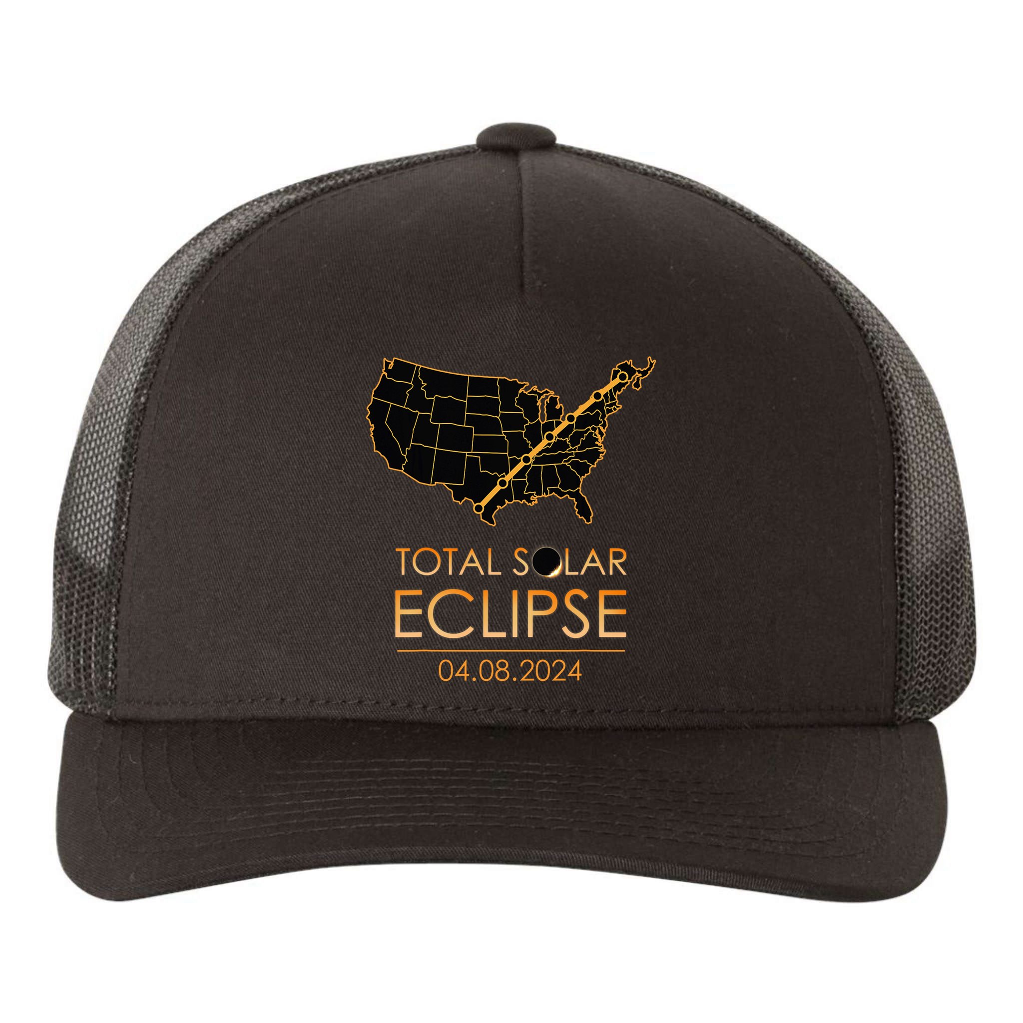 America Total Solar Eclipse April 8 2024 Usa Map Totality Yupoong Adult 5-Panel Trucker Hat
