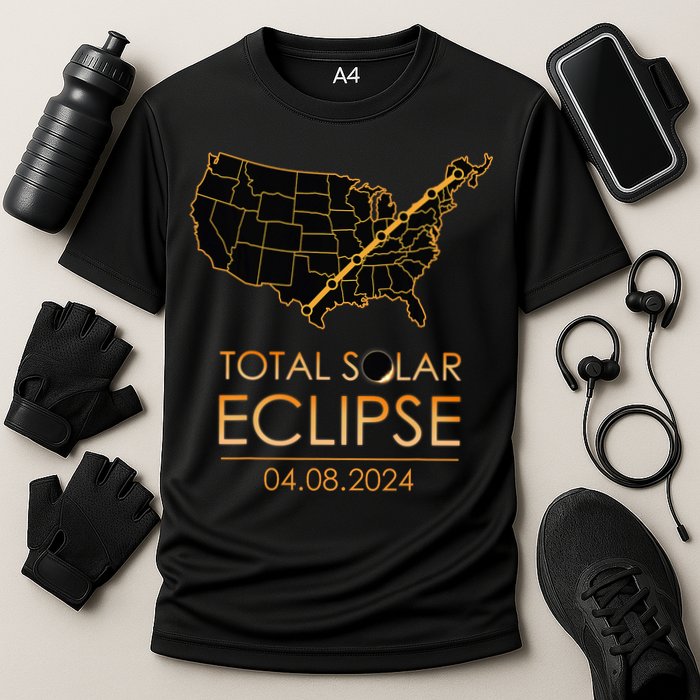 America Total Solar Eclipse April 8 2024 Usa Map Totality Performance Shirt