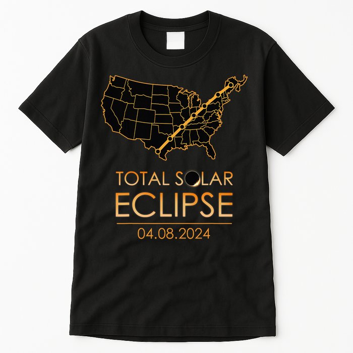 America Total Solar Eclipse April 8 2024 Usa Map Totality Tall T-Shirt
