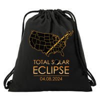America Total Solar Eclipse April 8 2024 Usa Map Totality Drawstring Bag
