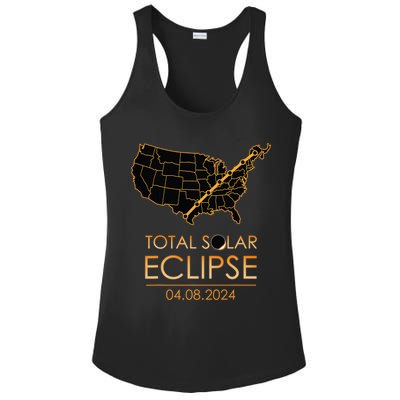 America Total Solar Eclipse April 8 2024 Usa Map Totality Ladies PosiCharge Competitor Racerback Tank