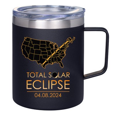 America Total Solar Eclipse April 8 2024 Usa Map Totality 12oz Stainless Steel Coffee Mug
