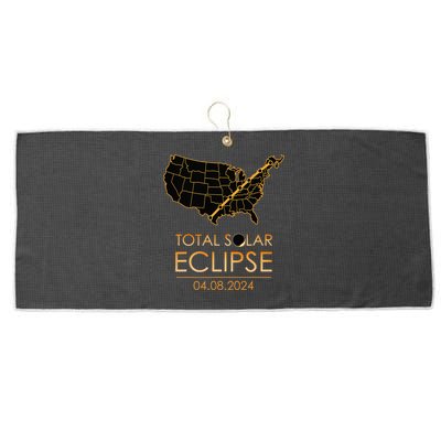 America Total Solar Eclipse April 8 2024 Usa Map Totality Large Microfiber Waffle Golf Towel