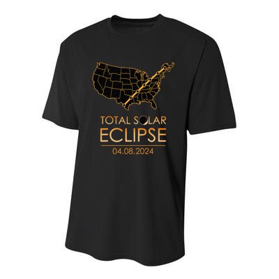 America Total Solar Eclipse April 8 2024 Usa Map Totality Youth Performance Sprint T-Shirt