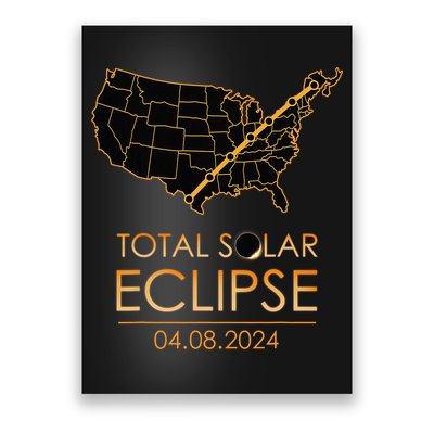 America Total Solar Eclipse April 8 2024 Usa Map Totality Poster