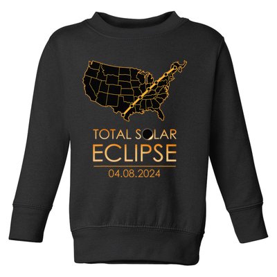 America Total Solar Eclipse April 8 2024 Usa Map Totality Toddler Sweatshirt