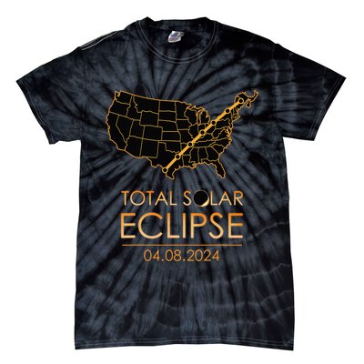 America Total Solar Eclipse April 8 2024 Usa Map Totality Tie-Dye T-Shirt