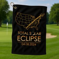 America Total Solar Eclipse April 8 2024 Usa Map Totality Golf Towel