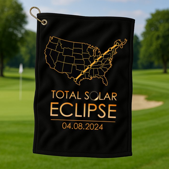 America Total Solar Eclipse April 8 2024 Usa Map Totality Golf Towel