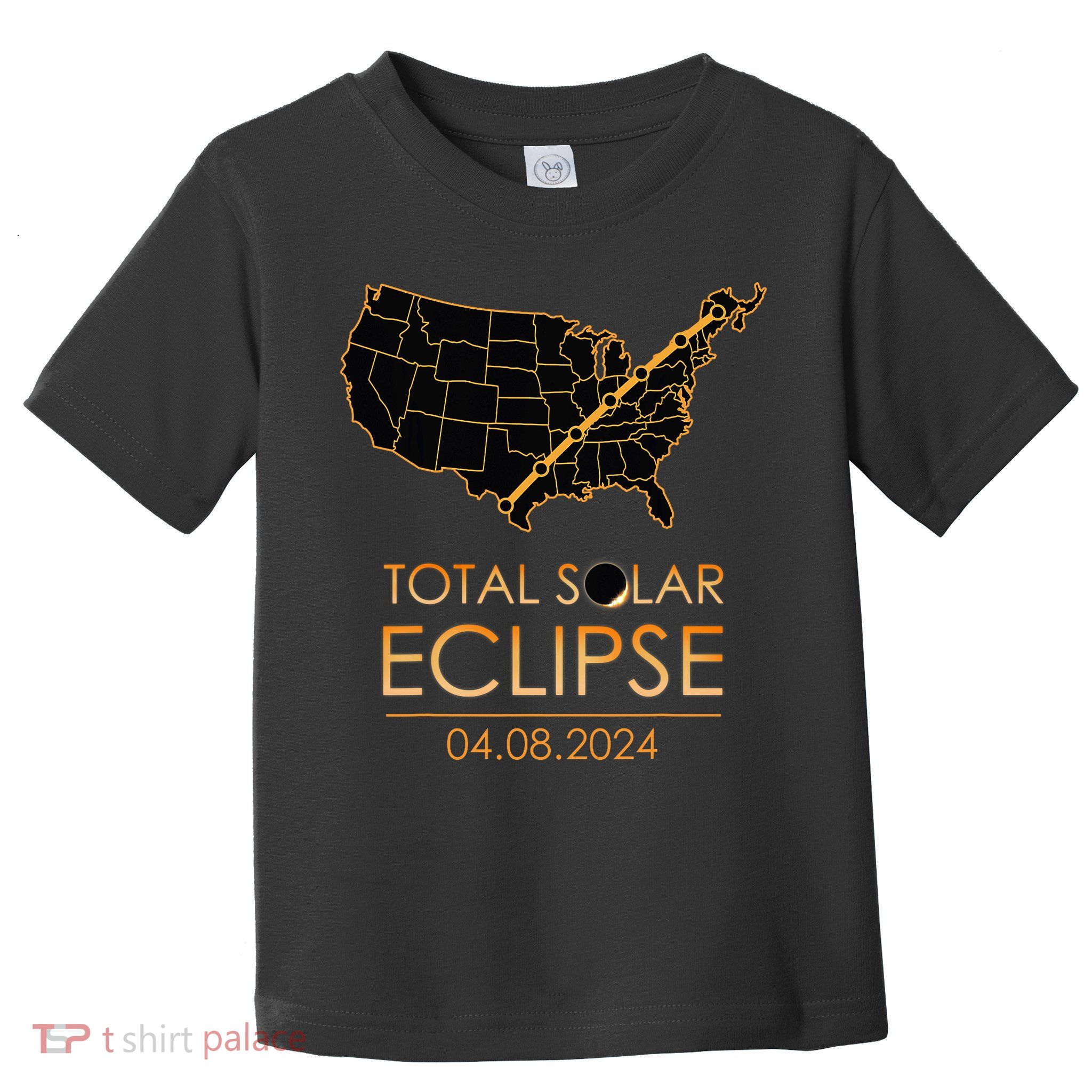 America Total Solar Eclipse April 8 2024 Usa Map Totality Toddler T-Shirt