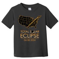 America Total Solar Eclipse April 8 2024 Usa Map Totality Toddler T-Shirt