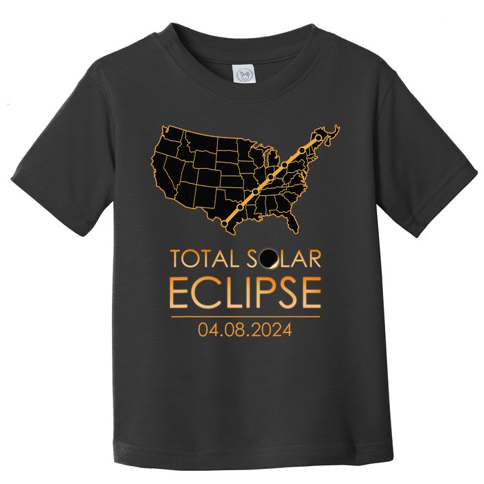 America Total Solar Eclipse April 8 2024 Usa Map Totality Toddler T-Shirt