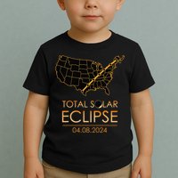 America Total Solar Eclipse April 8 2024 Usa Map Totality Toddler T-Shirt