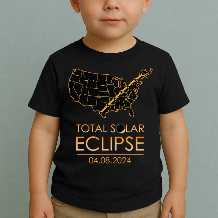 America Total Solar Eclipse April 8 2024 Usa Map Totality Toddler T-Shirt