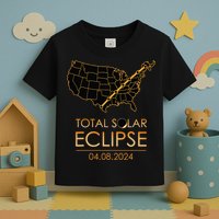 America Total Solar Eclipse April 8 2024 Usa Map Totality Toddler T-Shirt