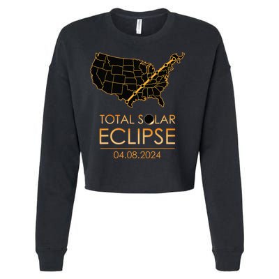 America Total Solar Eclipse April 8 2024 Usa Map Totality Cropped Pullover Crew