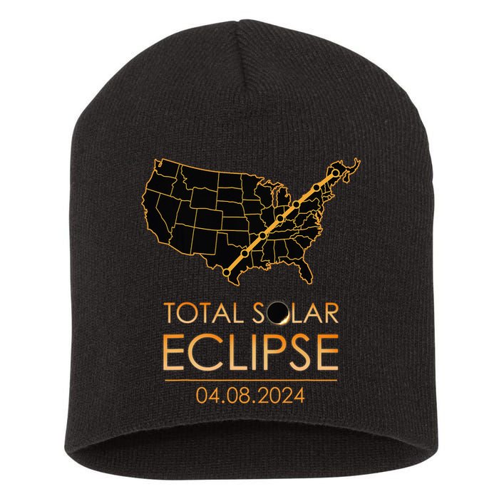 America Total Solar Eclipse April 8 2024 Usa Map Totality Short Acrylic Beanie