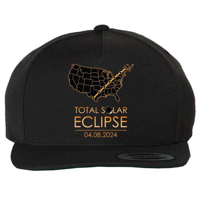 America Total Solar Eclipse April 8 2024 Usa Map Totality Wool Snapback Cap