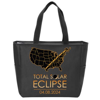 America Total Solar Eclipse April 8 2024 Usa Map Totality Zip Tote Bag