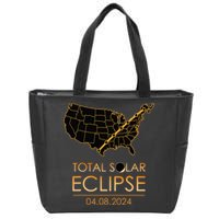 America Total Solar Eclipse April 8 2024 Usa Map Totality Zip Tote Bag