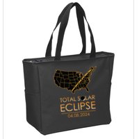 America Total Solar Eclipse April 8 2024 Usa Map Totality Zip Tote Bag