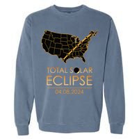 America Total Solar Eclipse April 8 2024 Usa Map Totality Garment-Dyed Sweatshirt