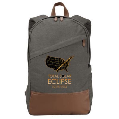 America Total Solar Eclipse April 8 2024 Usa Map Totality Cotton Canvas Backpack