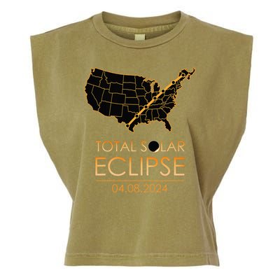 America Total Solar Eclipse April 8 2024 Usa Map Totality Garment-Dyed Women's Muscle Tee