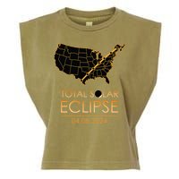 America Total Solar Eclipse April 8 2024 Usa Map Totality Garment-Dyed Women's Muscle Tee