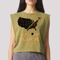 America Total Solar Eclipse April 8 2024 Usa Map Totality Garment-Dyed Women's Muscle Tee