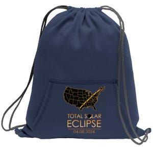 America Total Solar Eclipse April 8 2024 Usa Map Totality Sweatshirt Cinch Pack Bag