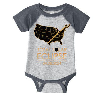 America Total Solar Eclipse April 8 2024 Usa Map Totality Infant Baby Jersey Bodysuit