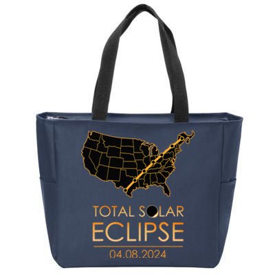 America Total Solar Eclipse April 8 2024 Usa Map Totality Zip Tote Bag