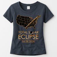 America Total Solar Eclipse April 8 2024 Usa Map Totality Womens T-Shirt