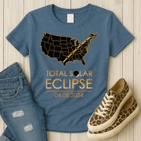 America Total Solar Eclipse April 8 2024 Usa Map Totality Womens T-Shirt